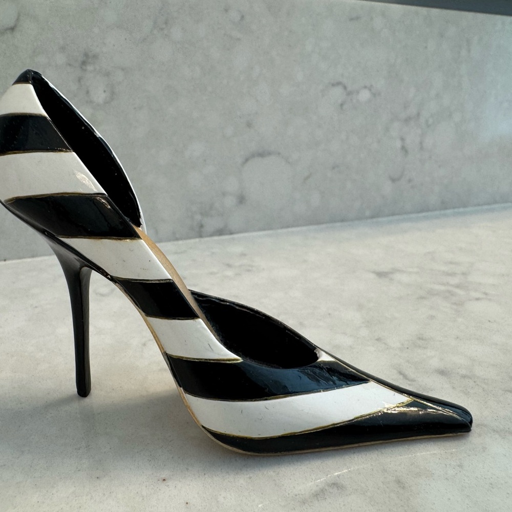 Department 56 Black and White Striped Decorative Heel